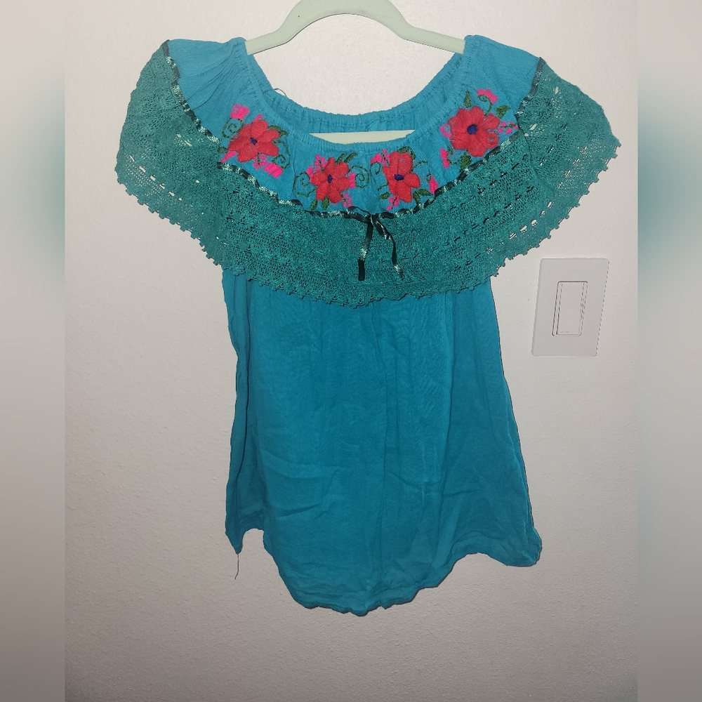 Off the shoulder embroidered top